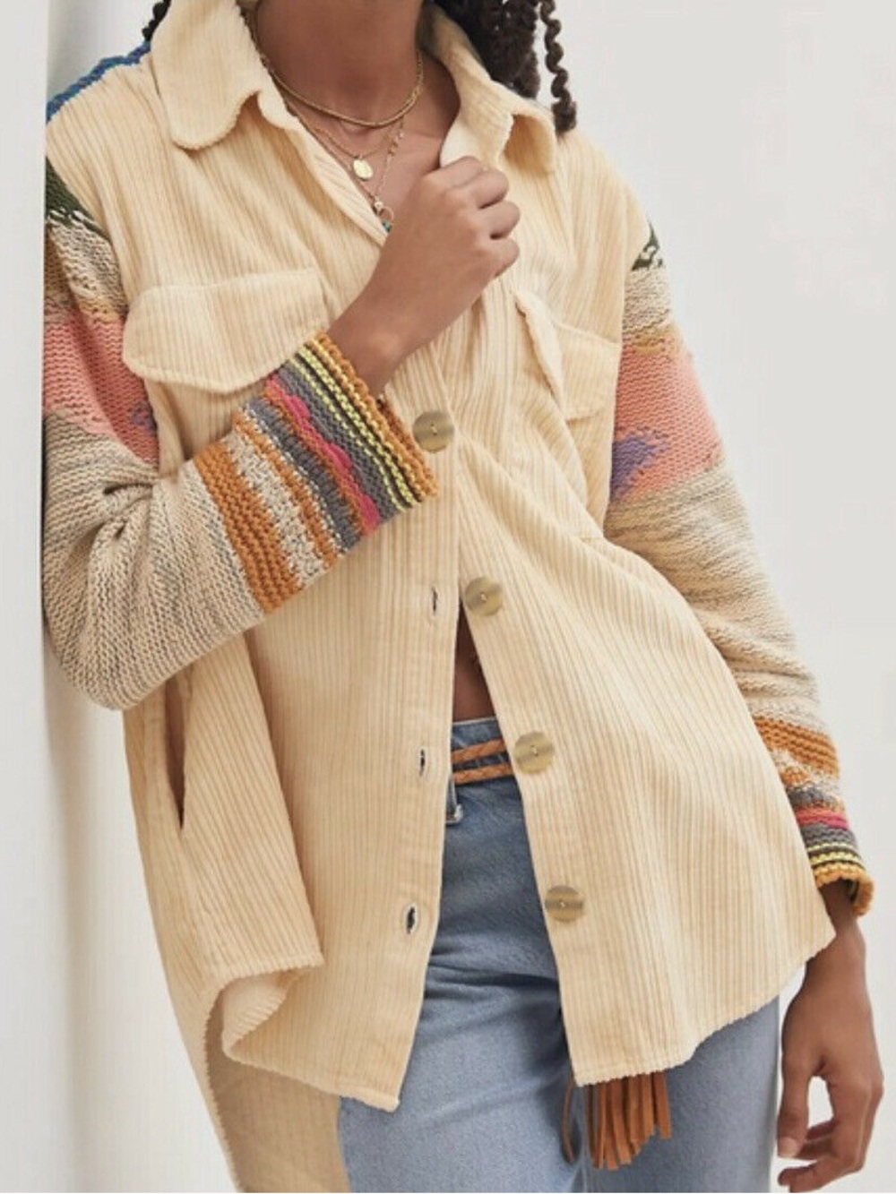 Pilcro Anthropologie Easy Going Cream Corduroy Jacket 100% cotton Small